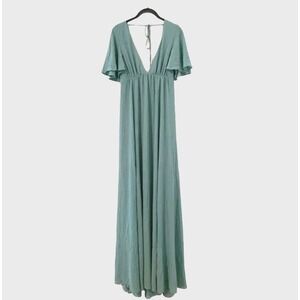 Show Me Your Mumu Faye Flutter Maxi Dress S Sage Seafoam Bridesmaid Formal